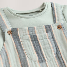 Load image into Gallery viewer, Minerals Stripe Woven Dungaree and Bodysuit Set (0mths-18mth)
