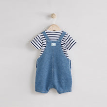 Load image into Gallery viewer, Blue Croc Baby Denim Dungaree and Bodysuit Set (0mths-18mth)
