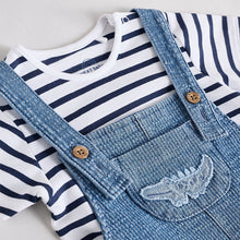Load image into Gallery viewer, Blue Croc Baby Denim Dungaree and Bodysuit Set (0mths-18mth)
