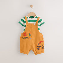 Load image into Gallery viewer, Bright Transport Baby Woven Dungaree and Bodysuit Set (0mths-18mth)
