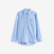 Load image into Gallery viewer, Blue Relaxed 100% Cotton Button Down Casual Long Sleeve Shirt
