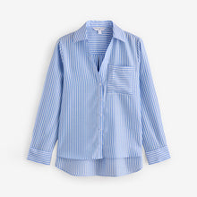 Load image into Gallery viewer, Blue Stripe Soft Relaxed Long Sleeve V Neck Shirt

