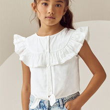 Load image into Gallery viewer, White 100% Cotton Tie Front Blouse (3-12yrs)

