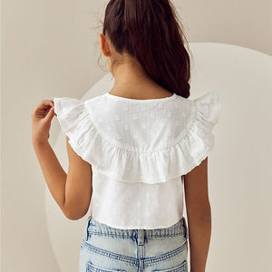White 100% Cotton Tie Front Blouse (3-12yrs)