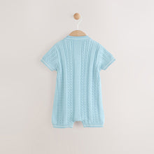 Load image into Gallery viewer, Blue Baby Knitted 100% Cotton Romper (0mths-18mth)
