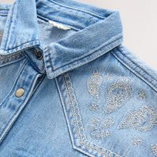 Load image into Gallery viewer, Blue Embroidered Denim Shirt Dress (3-12yrs)
