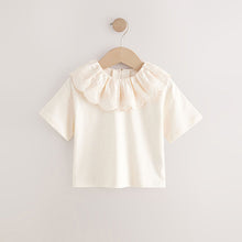 Load image into Gallery viewer, Cream Short Sleeve Broderie Collar 100% Cotton Top (3mths-6yrs)
