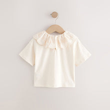 Load image into Gallery viewer, Cream Short Sleeve Broderie Collar 100% Cotton Top (3mths-6yrs)
