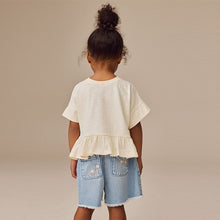 Load image into Gallery viewer, White 100% Cotton Short Sleeve Peplum T-Shirt (3mths-6yrs)
