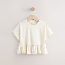 Load image into Gallery viewer, White 100% Cotton Short Sleeve Peplum T-Shirt (3mths-6yrs)
