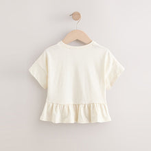 Load image into Gallery viewer, White 100% Cotton Short Sleeve Peplum T-Shirt (3mths-6yrs)

