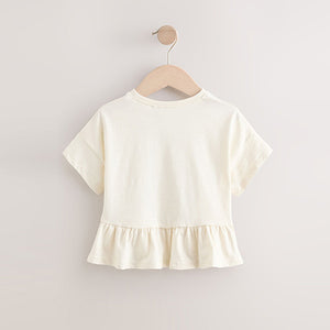 White 100% Cotton Short Sleeve Peplum T-Shirt (3mths-6yrs)