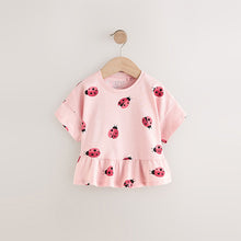 Load image into Gallery viewer, Pink Ladybird Short Sleeve Peplum T-Shirt (3mths-4yrs)
