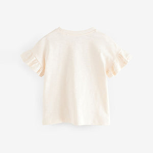 Cream Short Sleeve Butterfly Appliqué 100% Cotton T-Shirt (3mths-6yrs)