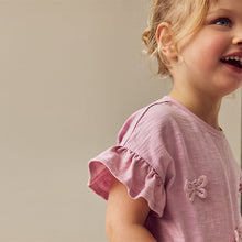 Load image into Gallery viewer, Pink Short Sleeve Butterfly Appliqué 100% Cotton T-Shirt (3mths-6yrs)
