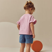 Load image into Gallery viewer, Pink Short Sleeve Butterfly Appliqué 100% Cotton T-Shirt (3mths-6yrs)
