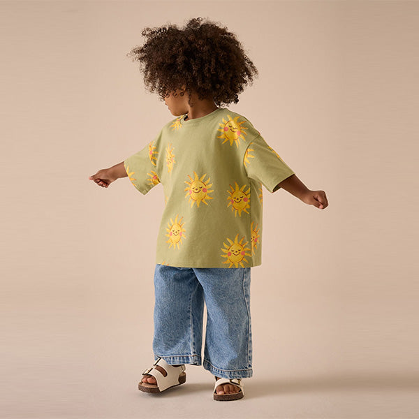 Green Sun Character Girls Short Sleeve T-Shirt (3mths-6yrs)