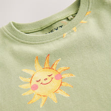 Load image into Gallery viewer, Green Sun Character Girls Short Sleeve T-Shirt (3mths-6yrs)
