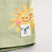 Load image into Gallery viewer, Green Sun Character Girls Short Sleeve T-Shirt (3mths-6yrs)
