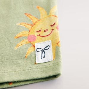Green Sun Character Girls Short Sleeve T-Shirt (3mths-6yrs)