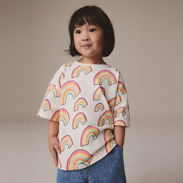 Cream Rainbow Girls Short Sleeve T-Shirt (3mths-6yrs)