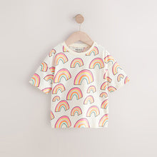 Load image into Gallery viewer, Cream Rainbow Girls Short Sleeve T-Shirt (3mths-6yrs)
