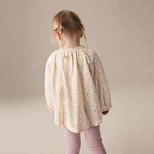 Load image into Gallery viewer, Cream Ditsy Floral Long Sleeve Gathered Neck Blouse (3mths-6yrs)

