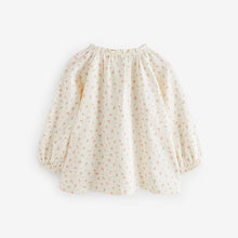 Load image into Gallery viewer, Cream Ditsy Floral Long Sleeve Gathered Neck Blouse (3mths-6yrs)
