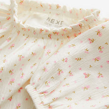 Load image into Gallery viewer, Cream Ditsy Floral Long Sleeve Gathered Neck Blouse (3mths-6yrs)
