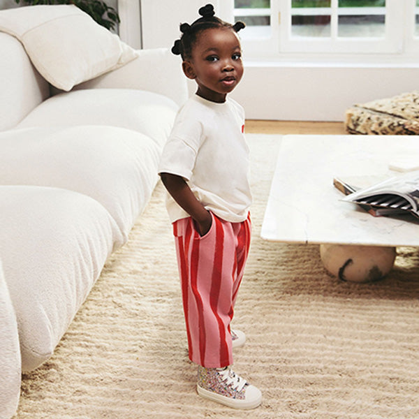 Red Heart Short Sleeve 100% Cotton T-Shirt and Wide Trousers Set (6mths-6yrs)