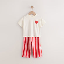 Load image into Gallery viewer, Red Heart Short Sleeve 100% Cotton T-Shirt and Wide Trousers Set (6mths-6yrs)
