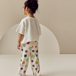 Rainbow Flower Ribbed Wide Leg Trousers Leggings (3mths-6yrs)