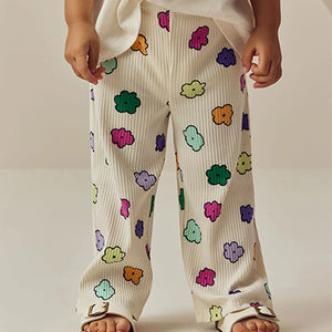 Rainbow Flower Ribbed Wide Leg Trousers Leggings (3mths-6yrs)