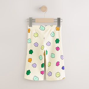 Rainbow Flower Ribbed Wide Leg Trousers Leggings (3mths-6yrs)