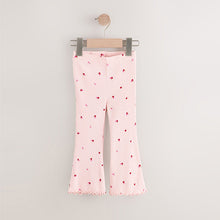 Load image into Gallery viewer, Pink Cherry Hearts Rib Flare Leggings (3mths-6yrs)
