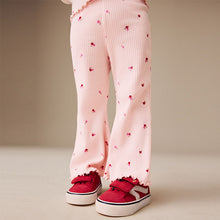 Load image into Gallery viewer, Pink Cherry Hearts Rib Flare Leggings (3mths-6yrs)
