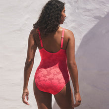 Load image into Gallery viewer, Coral Pink Lace Shaping Tummy Control Swimsuit
