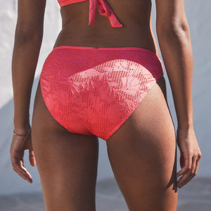 Coral Pink Lace High Leg Bikini Bottoms