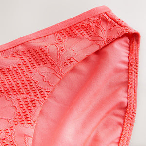 Coral Pink Lace High Leg Bikini Bottoms