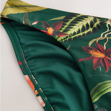 Load image into Gallery viewer, Dark Green Floral High Leg Print Bikini Bottoms
