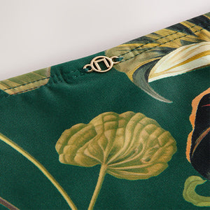 Dark Green Floral High Leg Print Bikini Bottoms