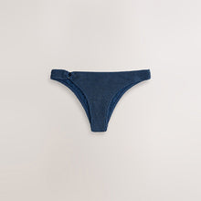 Load image into Gallery viewer, Navy Metallic Sparkle Brazilian High Leg Bikini Bottoms
