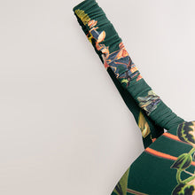 Load image into Gallery viewer, Dark Green Floral Wired Bandeau Bikini Top
