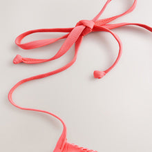 Load image into Gallery viewer, Coral Pink Lace Padded Wired Plunge Bikini Top
