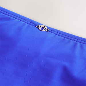 Cobalt Blue Midi Waist Print Bikini Bottoms