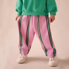 Load image into Gallery viewer, Pink/Green Stripe Textured Barrel Leg Trousers (3mths-6yrs)
