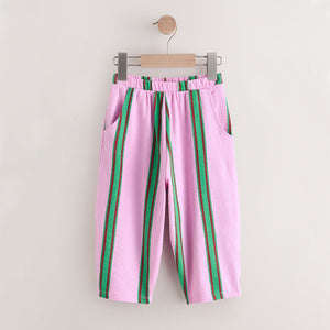 Pink/Green Stripe Textured Barrel Leg Trousers (3mths-6yrs)