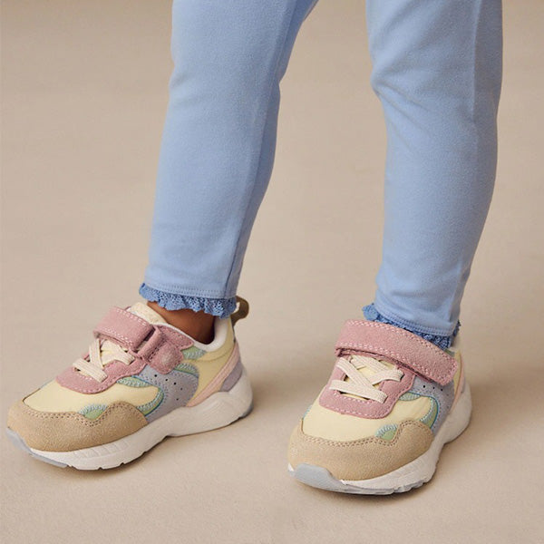 Multi Pastel Standard Fit (F) Elastic Lace Touch Fasten Trainers