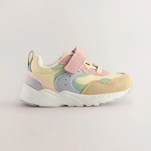 Multi Pastel Standard Fit (F) Elastic Lace Touch Fasten Trainers