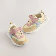 Load image into Gallery viewer, Multi Pastel Standard Fit (F) Elastic Lace Touch Fasten Trainers
